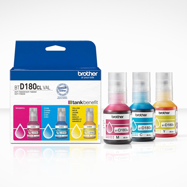 Pack Botellas Tinta Brother BTD180CLVAL Original Pack Botellas Tinta Brother BTD180CLVAL Original